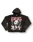 PINK DEVIL - ACID WASHED CROPPED HOODIE