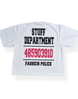 “Fashion Police” (white) drop shoulder tee