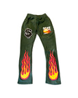 GREEN STUFF DEPT. FLARED LOGO SWEATPANTS