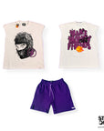 “Make Money Not Friends” (purple) short set