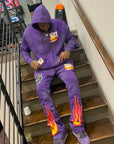 PURPLE STUFF DEPT. FLAME LOGO SWEATSUIT