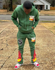 GREEN STUFF DEPT. FLAME LOGO SWEATSUIT